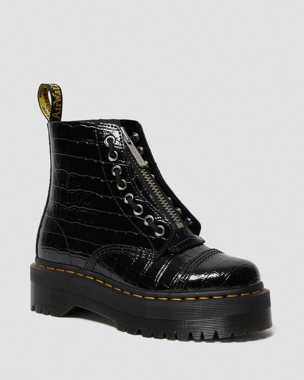 Dr Martens Sinclair Patent Crocodile Topánky Na Platforme Damske ( Čierne ) SK 981-MZHSPL